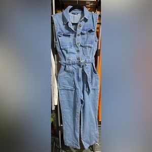Fashion Nova One piece denim crop jumpsuit